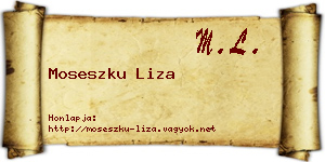 Moseszku Liza névjegykártya